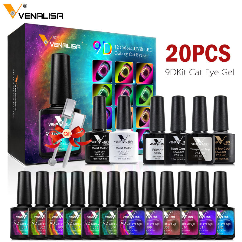 Venalisa Popular 7,5 ml 20db Kit 9D Galaxy Cat Eye UV gél lakk mágnessel